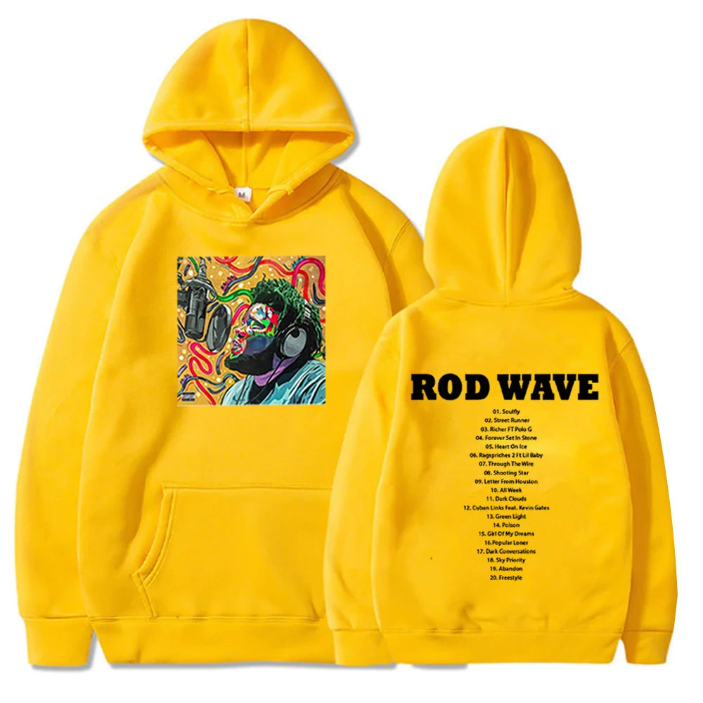 Rod Wave Nostalgia Print Hoodies Hip Hop Streetwear Sweatshirts Harajuku Casual Hooded Pullover Man Woman Fleece Y2K Clothes