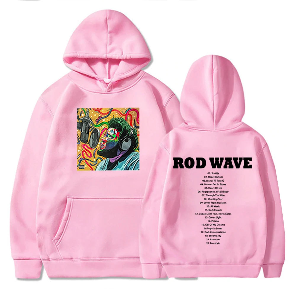 Rod Wave Nostalgia Print Hoodies Hip Hop Streetwear Sweatshirts Harajuku Casual Hooded Pullover Man Woman Fleece Y2K Clothes