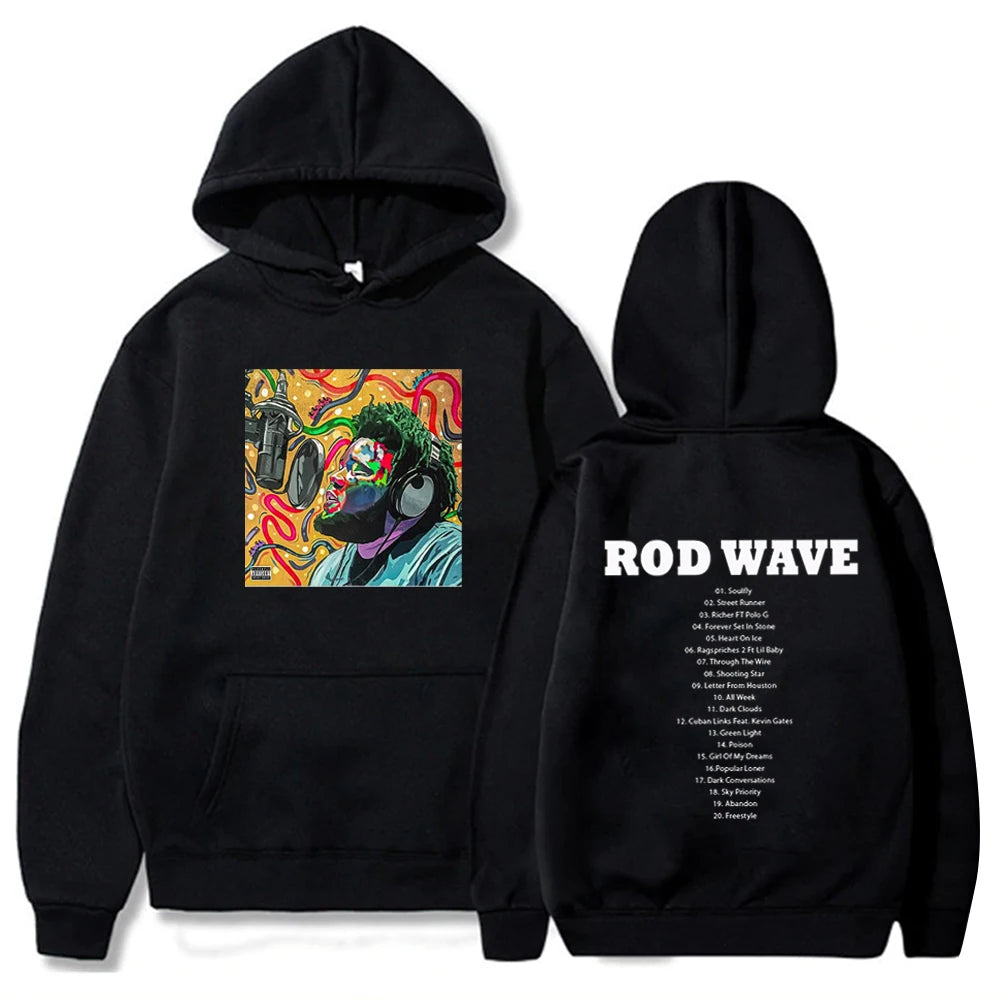 Rod Wave Nostalgia Print Hoodies Hip Hop Streetwear Sweatshirts Harajuku Casual Hooded Pullover Man Woman Fleece Y2K Clothes